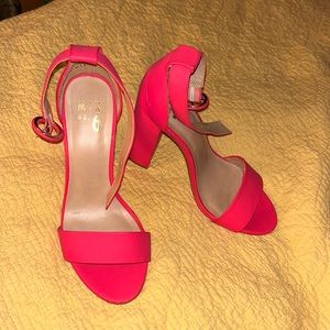 Bright pink block heels